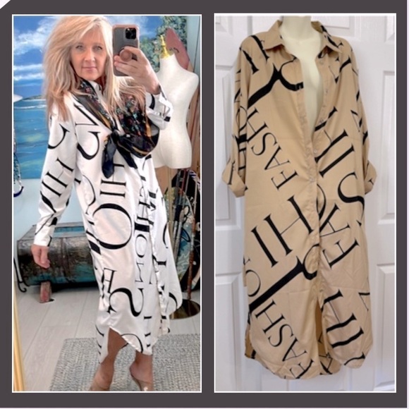 Live 4 Truth,Graffiti Words,Button-Front Lightweight Long Shirt-Dress,Size Small - Picture 8 of 12